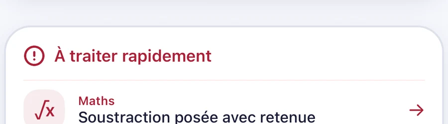 Agrandissement : « À traiter rapidement — Maths, soustraction posée avec retenue ».
