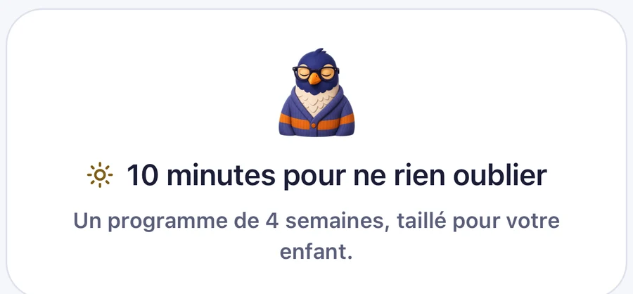 Agrandissement : « 10 minutes pour ne rien oublier — un programme de 4 semaines ».